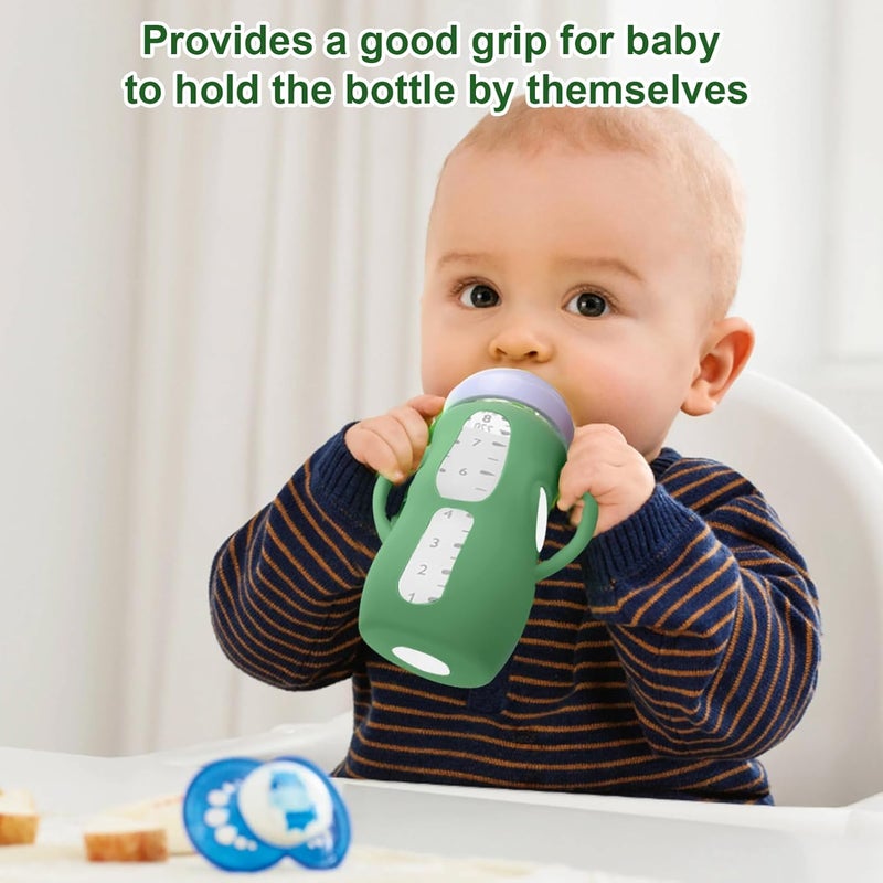Juome Silicone Sleeves with Handles for Avent Natural Glass Baby Bottle - 3 Pack Anti Breakage Holder for Phillips Avent Baby Bottles, Compatible with Philips Avent Anti Colic Baby Bottles 8 oz - Image 3